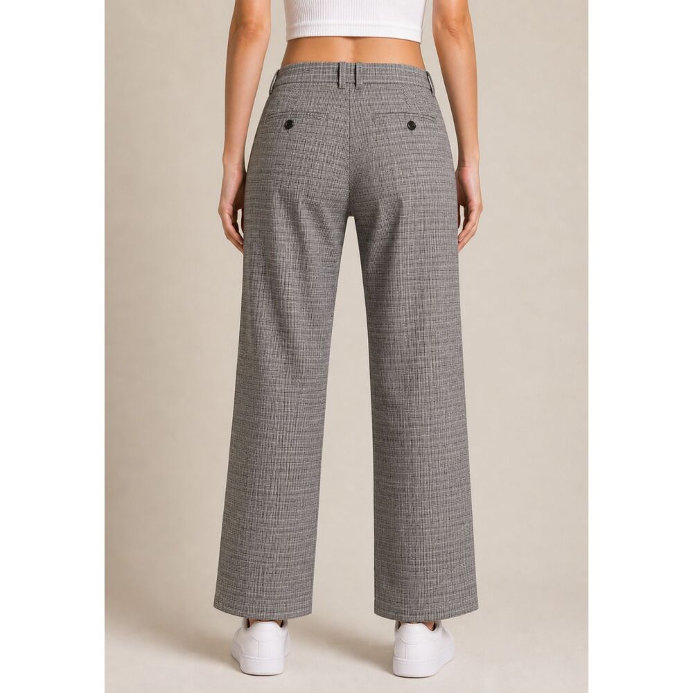 Aritzia Babaton Cascade High Rise Pleated Wide Leg Dress Pants Gray Plaid 6